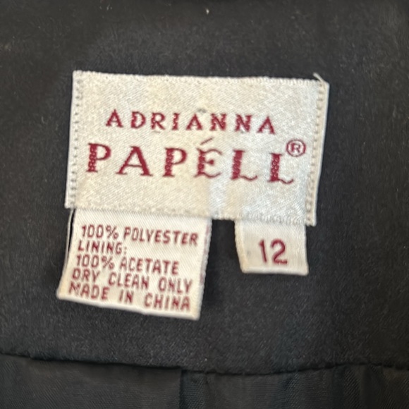 Adrianna Papell Black Double Breasted Tuxedo Midi Coat  Dress SZ 12 - Picture 2 of 10